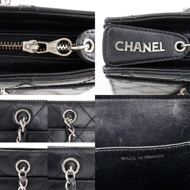 Chanel Chain Tote Matelasse Caviar Skin Black Ladies Tote Bag