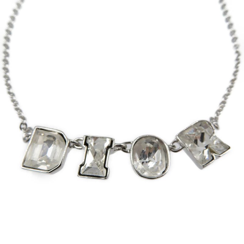 Christian Dior Logo Metal Rhinestone Silver Bracelet 0087 Christian Dior