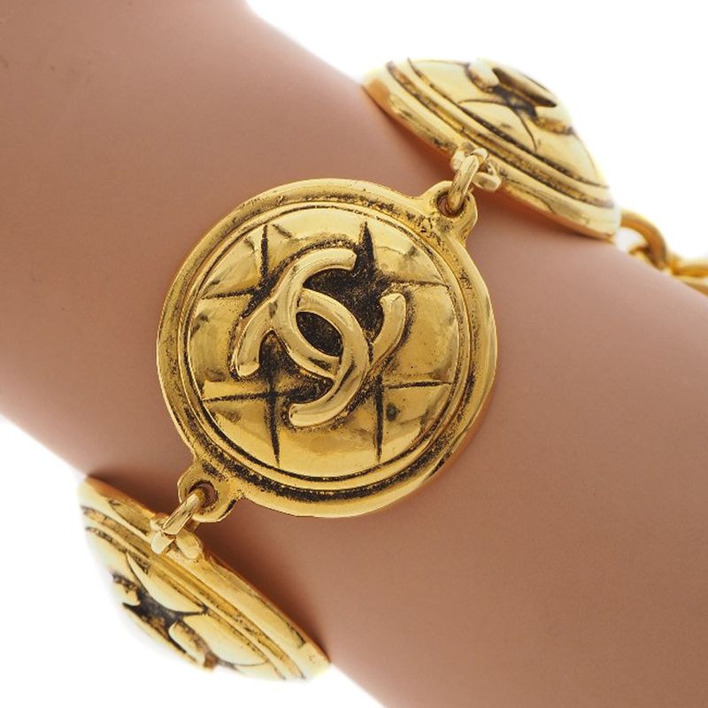 Chanel Coco Mark Matelasse Vintage Gold Plated Gold Ladies 71.2g Bracelet