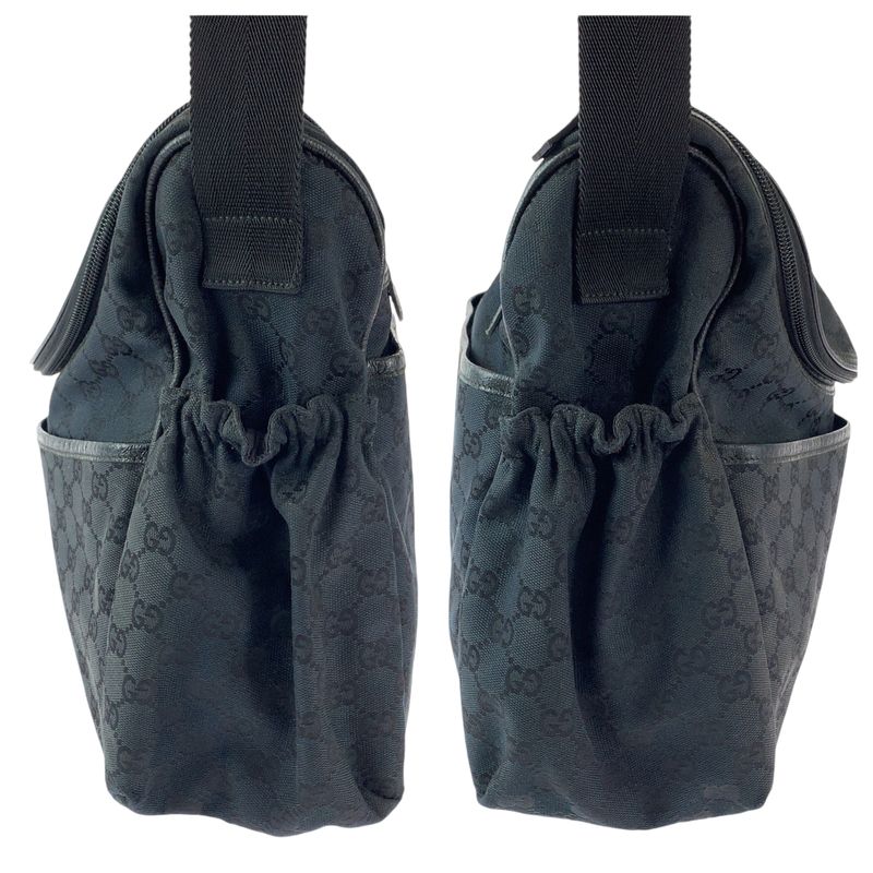 Gucci Black Silver Hardware GG Canvas 123326 Shoulder Bag Messenger Bag Mothers