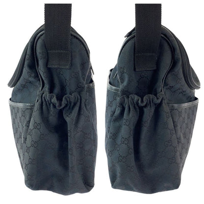 Gucci Black Silver Hardware GG Canvas 123326 Shoulder Bag Messenger Bag Mothers