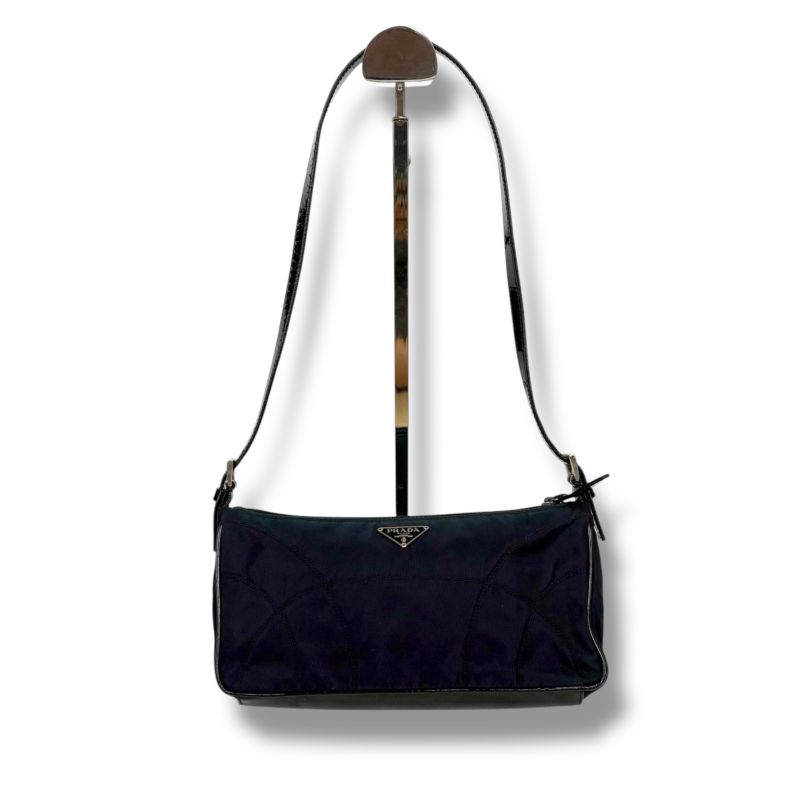 Prada Accessory Pouch Mini Handbag Tessuto Nylon Quilted Purple