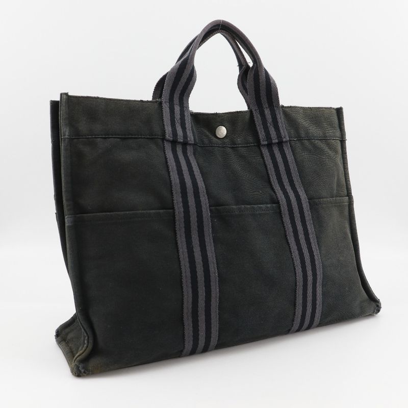 Hermes Fourre Tout MM Tote Canvas Black Unisex Handbag