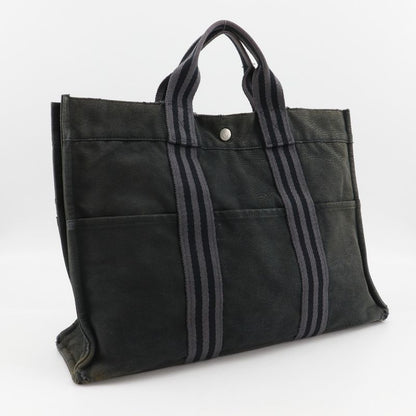 Hermes Fourre Tout MM Tote Canvas Black Unisex Handbag
