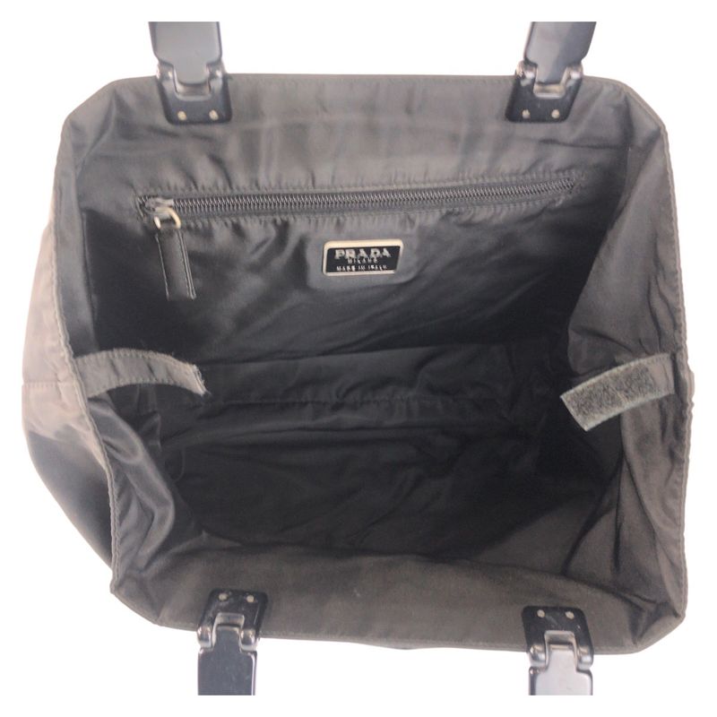 Prada Tessuto Triangle Logo Plate Black Nylon/plastic Tote Handbag Ladies 504894
