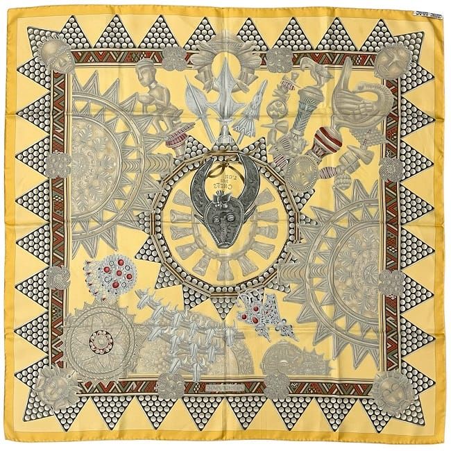 Hermes Scarf Carré 90 Beige Brown L'OR DES