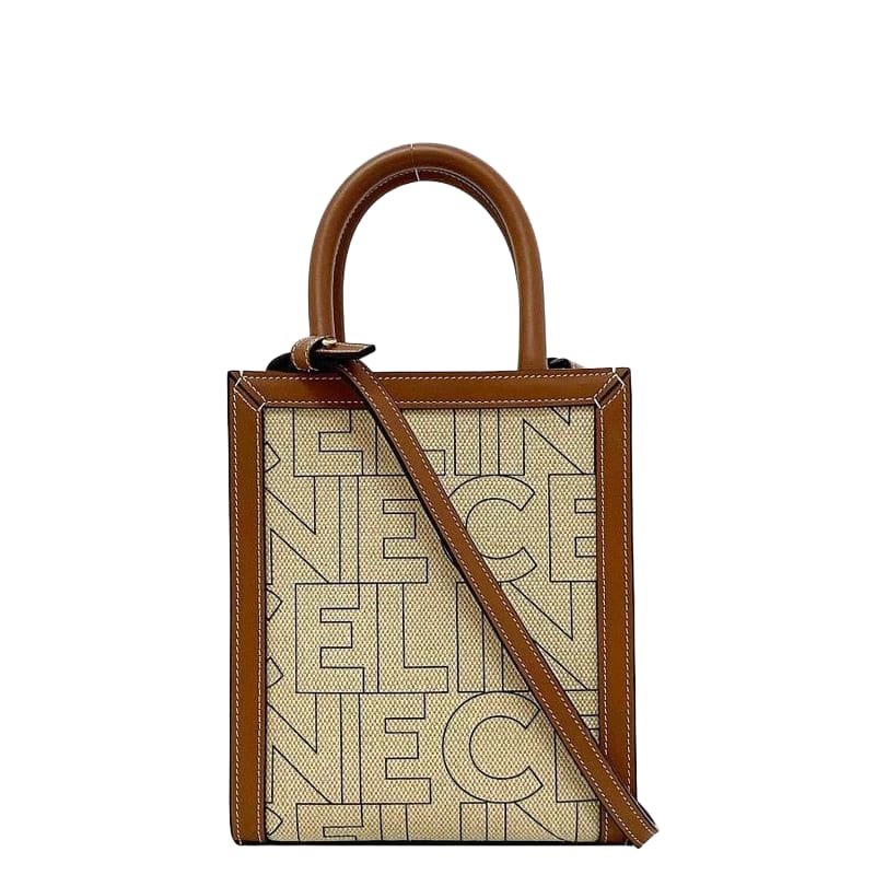 Celine 2way Bag Mini Vertical Cabas Beige Brown