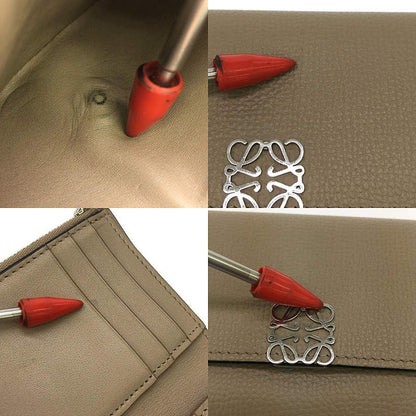 Loewe - Small Vertical Leather Anagram Compact Wallet Purse - Grey - Women