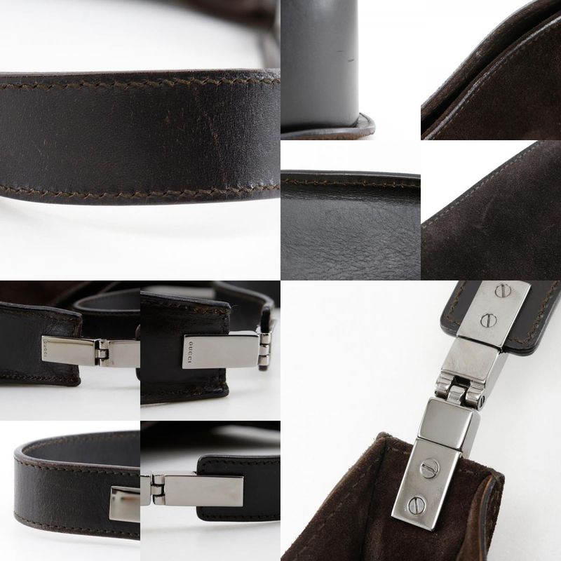 Gucci One Shoulder 001.3767.002058 Suede Brown Women Shoulder Bag