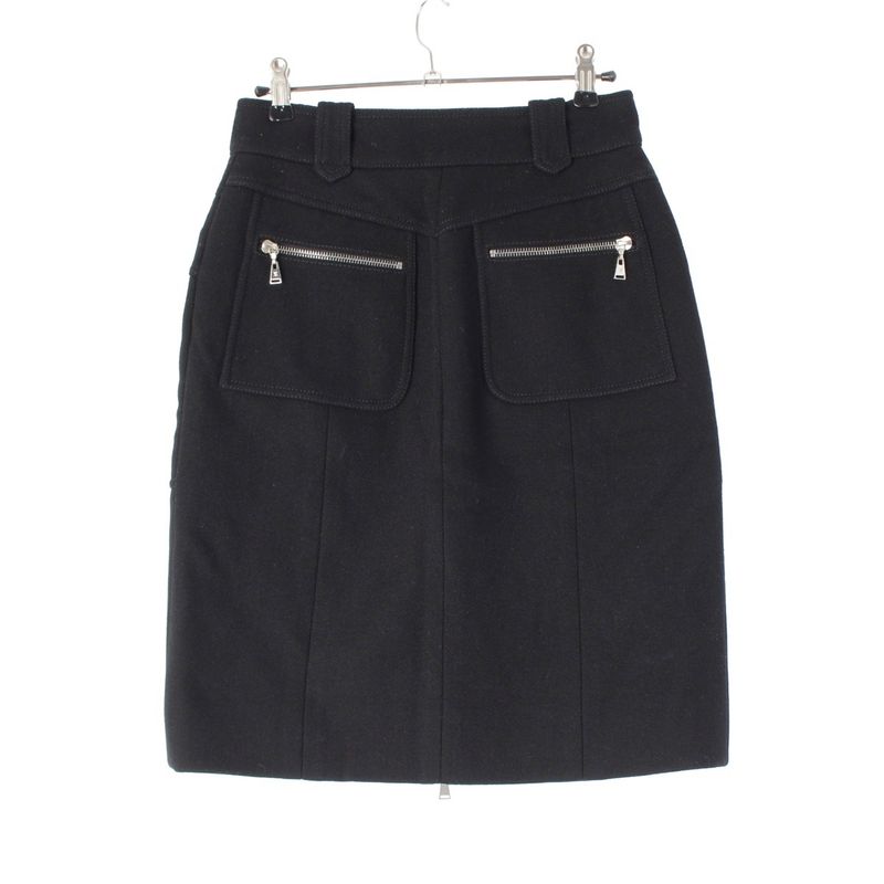 Louis Vuitton Wool Zip Design Melton Skirt Black 38