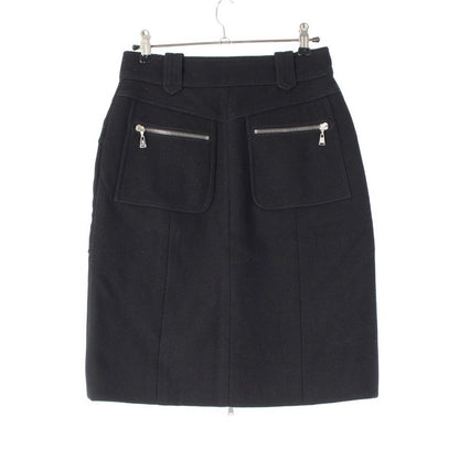 Louis Vuitton Wool Zip Design Melton Skirt Black 38