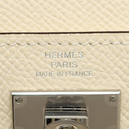 Hermes Coin Case Kelly Pocket Compact Vaux Epson Nata Silver Hardware Ivory B