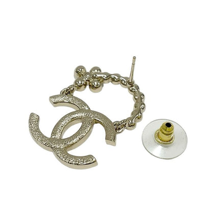 Chanel Earrings Earring Gold Coco Mark Flower Rhinestone