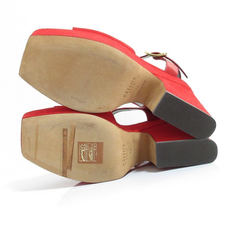 Celine Phoebe Period Ankle Strap Suede Chunky Heel Sandals Size 36 Approx 23cm