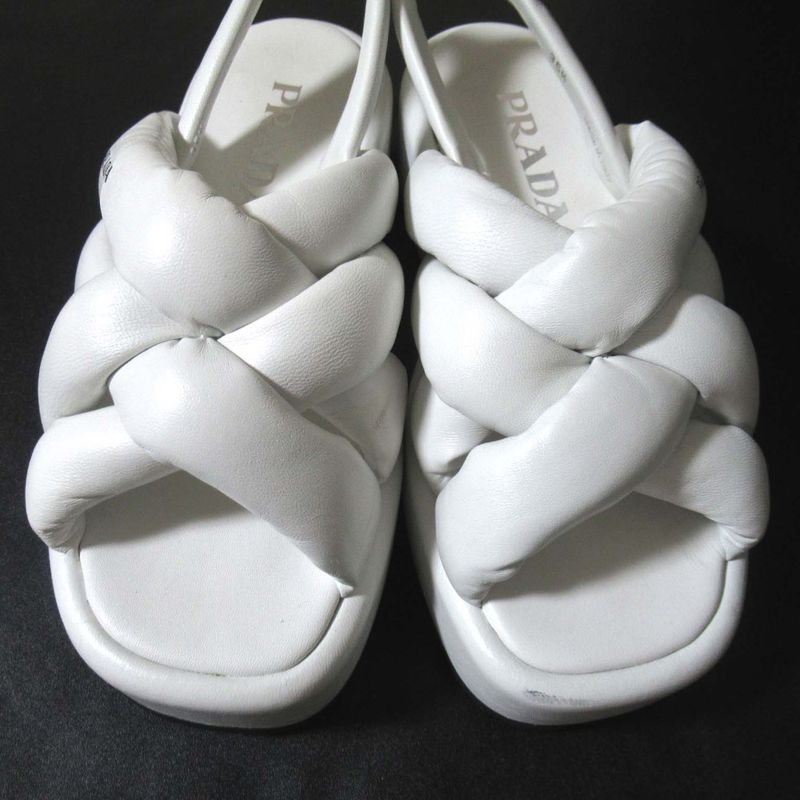 Prada Padded Nappa Leather Suring Back Sandals Size 35.5 Equivalent to 22.5cm