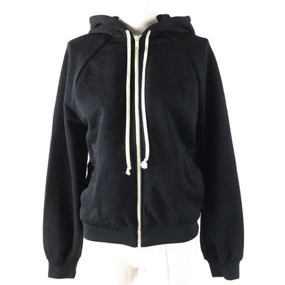 Gucci 661783 GG Embossed GG Logo Jersey Jacquard Zip Up Hoodie Oversized