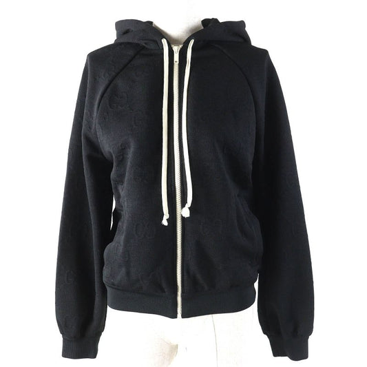 Gucci 661783 GG Embossed GG Logo Jersey Jacquard Zip Up Hoodie Oversized