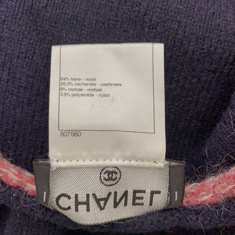 Chanel Knit Sweater P46908k05927 Coco Mark Nordic Pattern Navy X Red Size 36
