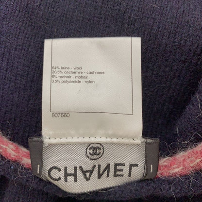 Chanel Knit Sweater P46908k05927 Coco Mark Nordic Pattern Navy X Red Size 36