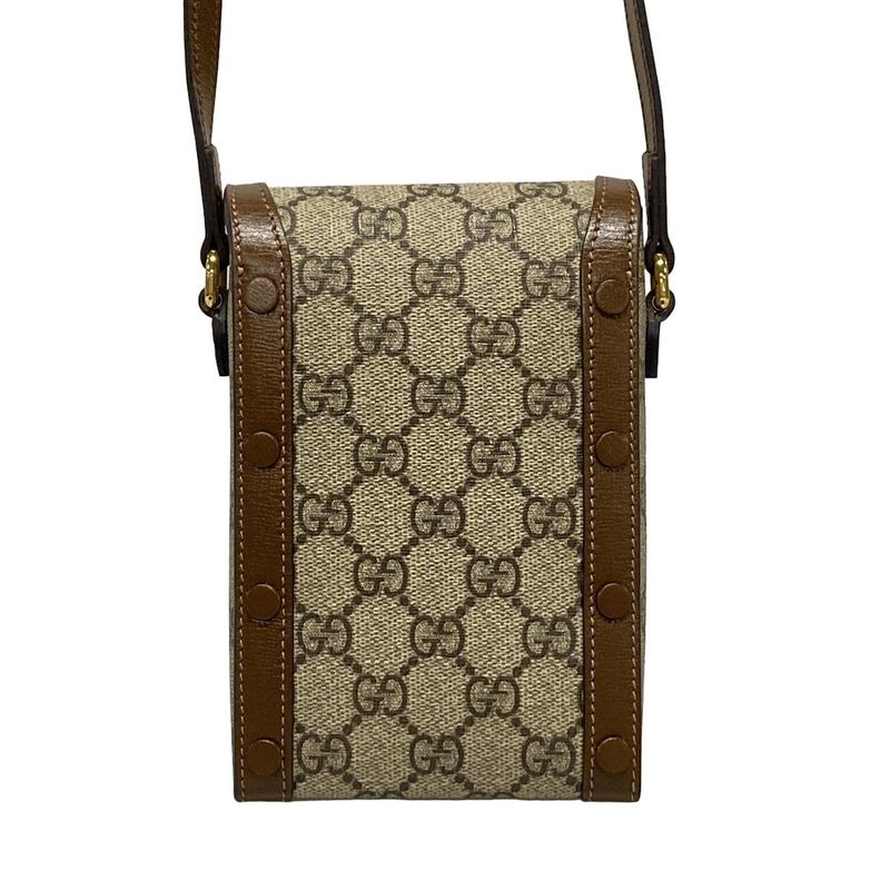 Gucci Shoulder Bag GG Plus GG Supremehorsebit 625615 Beige And Dark Brown Mini