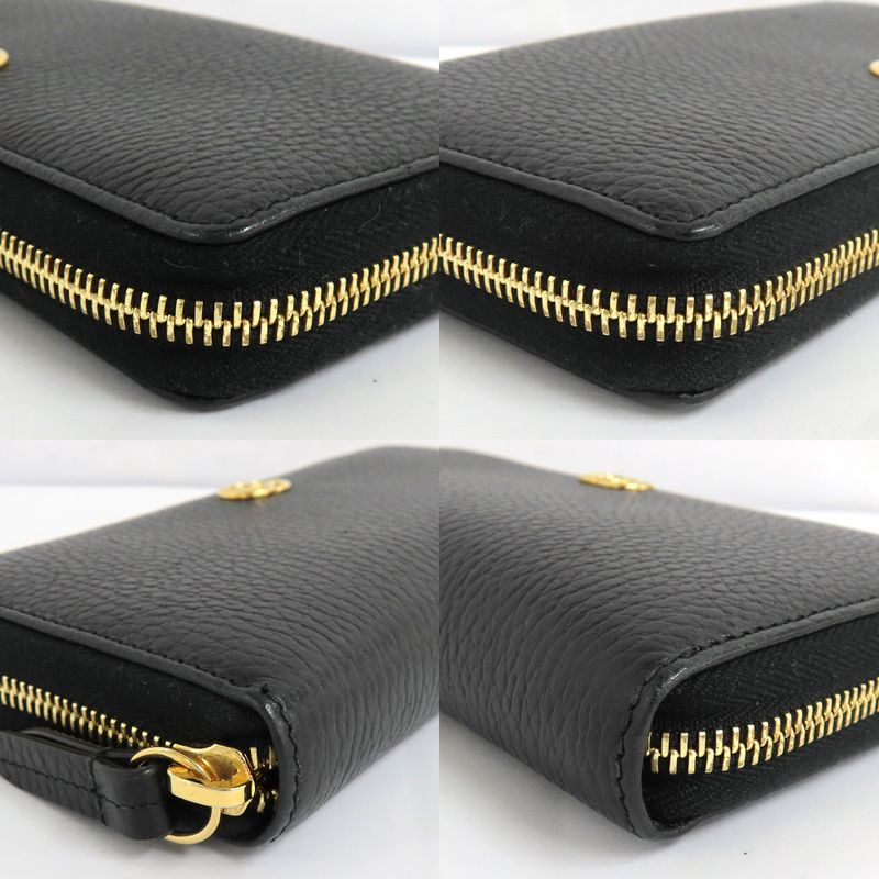 Gucci Double G Zip Around Wallet 456117 Black Gold Hardware Leather