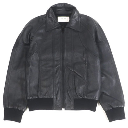 Celine 2ef32280d Cut-out Soft Lambskin Leather Jacket Blouson Black 48 Made In