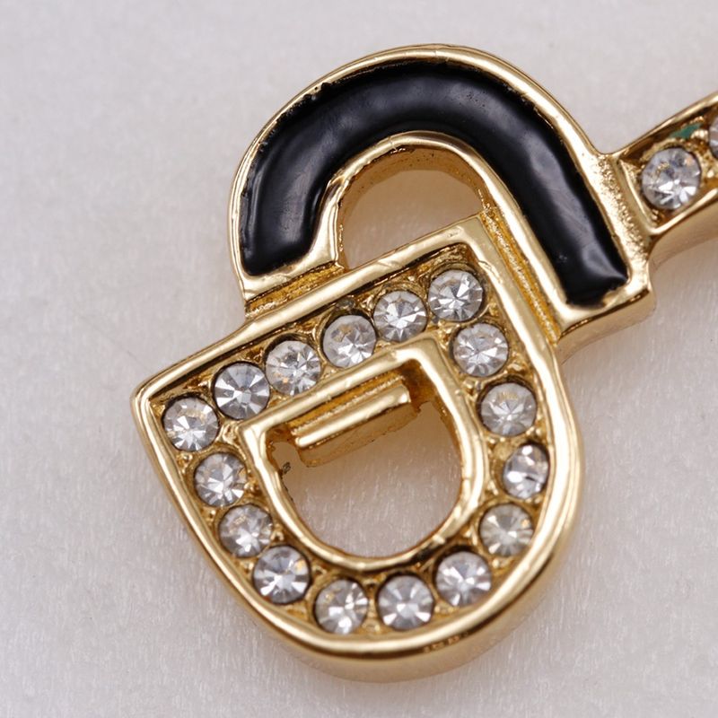 [dior] Christian Dior CD Logo Gold Plated And Rhinestone Ladies 7.2g Necklace