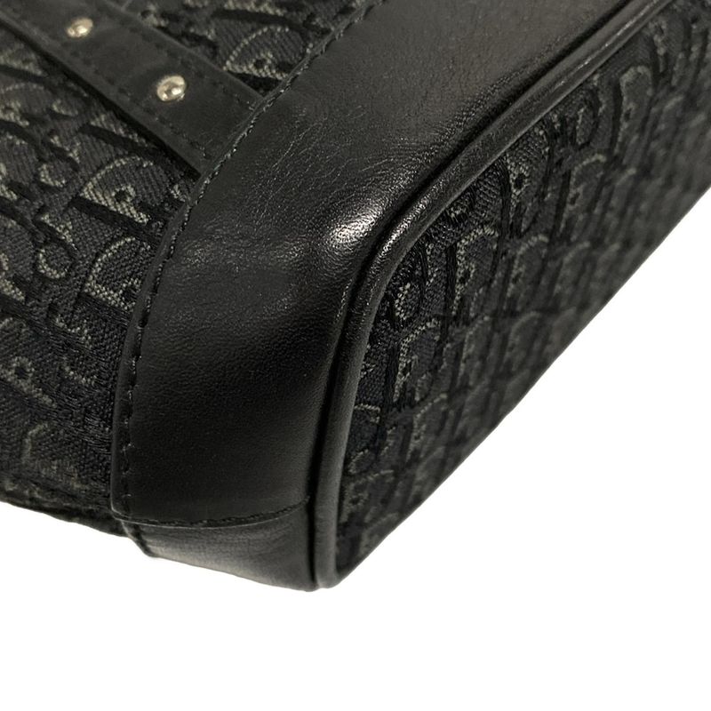Dior/christian Dior Handbag Trotter Black And Gray Studded/mini Bag Leather