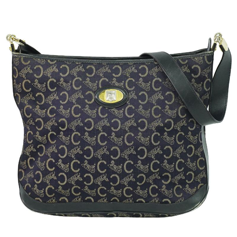 Authentic Celine C Macadam Shoulder Bag Canvas Navy Macadam Bag Pre-owned