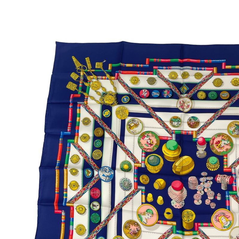 Hermes Silk Scarf Carre 90 Petite Main Seamstress Navy