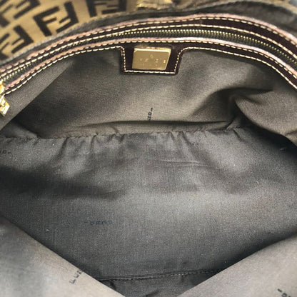 Fendi Mamma Baguette Shoulder Bag Brown Nylon/leather Zucchino Total