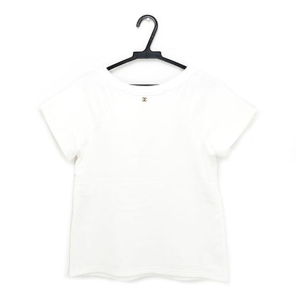 Chanel Short Sleeve Cut And Sew - P57840k0726 Size XS Coco Mark White