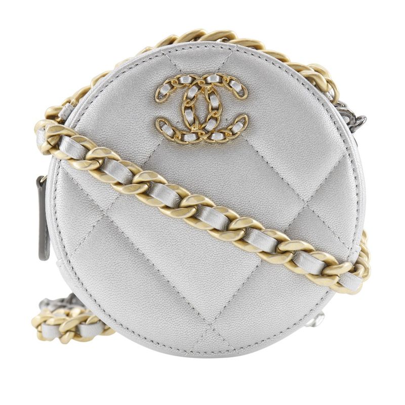 Chanel 19 Chain Clutch Ap0945 Calf Silver Ladies Shoulder Bag