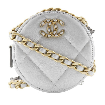 Chanel 19 Chain Clutch Ap0945 Calf Silver Ladies Shoulder Bag