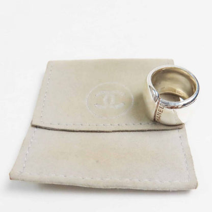 Chanel Vintage Logo Ring SV 925 Silver Size 10 Weight 18 g Ladies