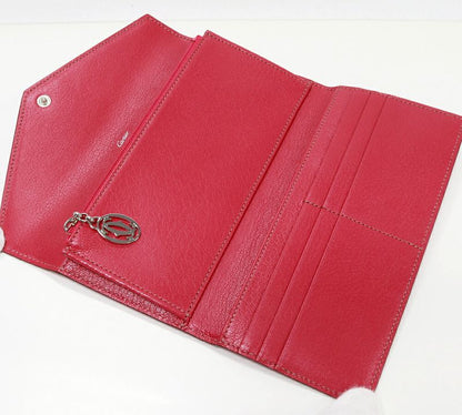 Cartier Long Zipper Folding Wallet With Coin Purse Pink Calf Leather L3001352