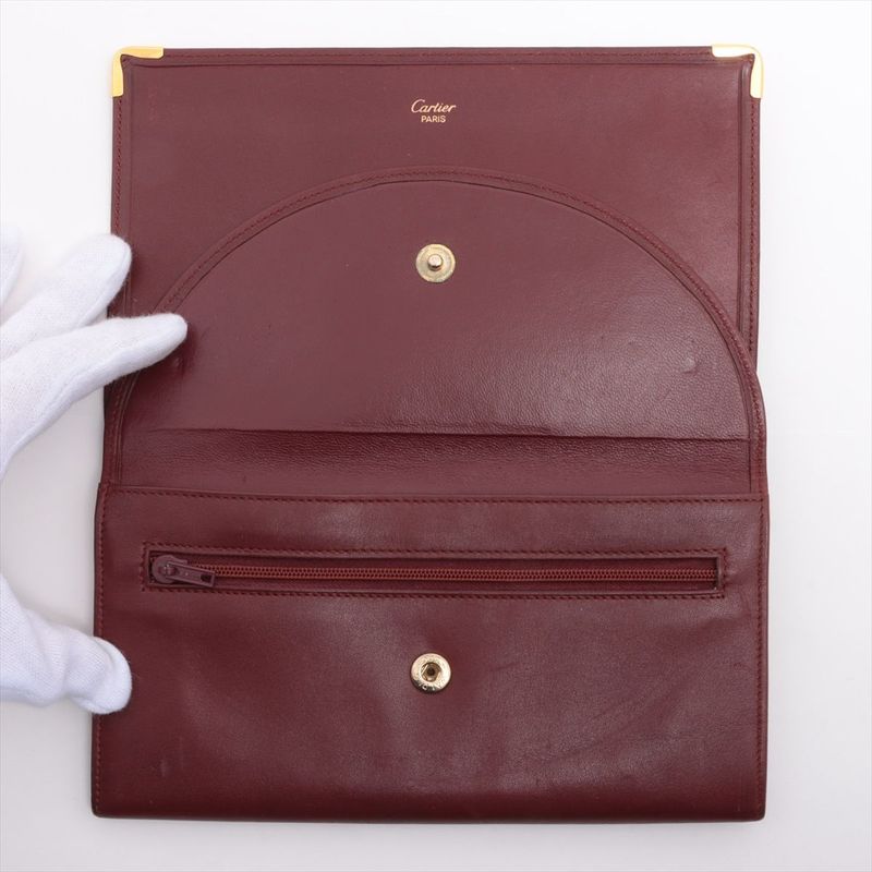 Cartier Must Line Leather Long Wallet Bordeaux Made In Spain