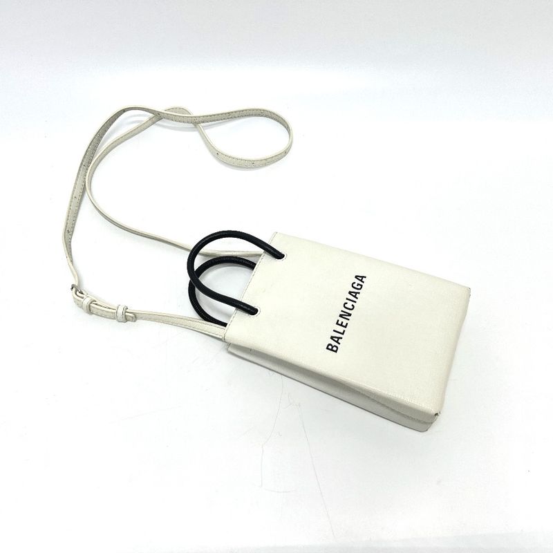 Balenciaga Tote Bag Everyday Shopping Phone Shoulder 593826 Leather White