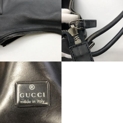 Gucci 001 8766 Shoulder Bag Handbag One Shoulder Black Leather Ladies Men