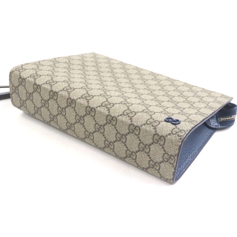 Gucci 768255 GG Supreme Canvas Leather Gghardware Bicolor Small Pouch Clutch