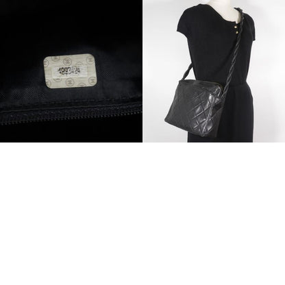 Chanel Matelasse Coco Mark Rope Vintage Lambskin Black Ladies Shoulder Bag