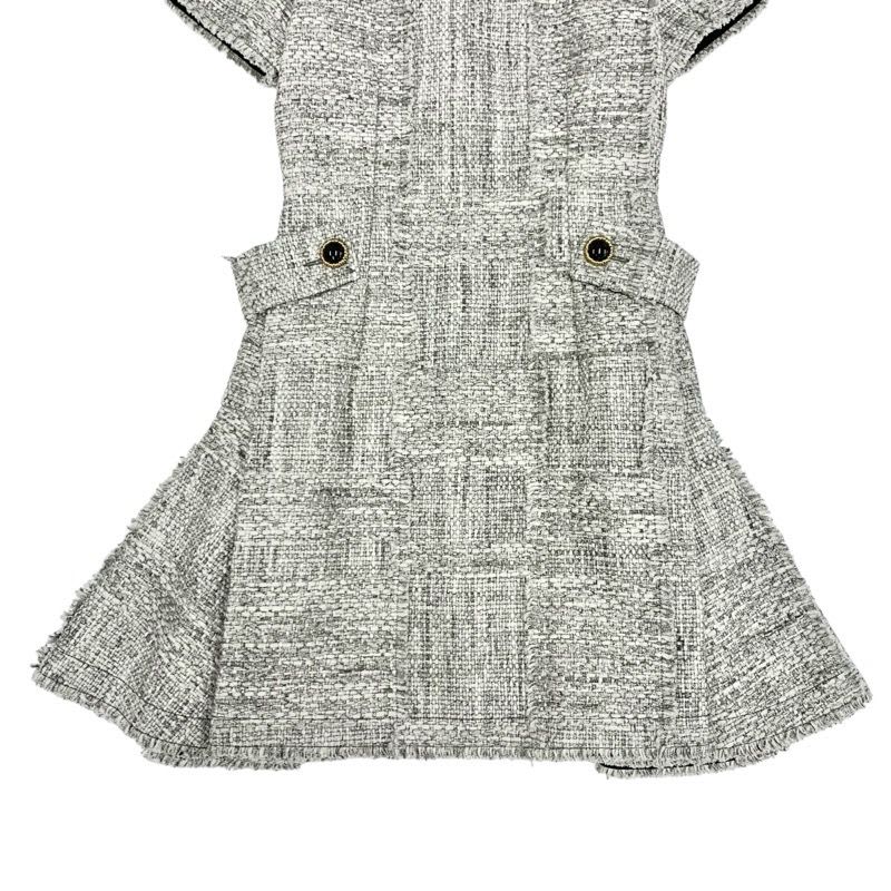 Louis Vuitton Dress Cotton Gray Tweed Short Sleeve 22 SS