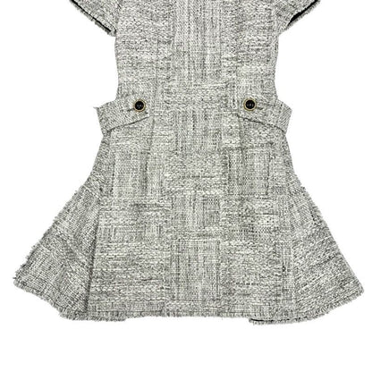 Louis Vuitton Dress Cotton Gray Tweed Short Sleeve 22 SS