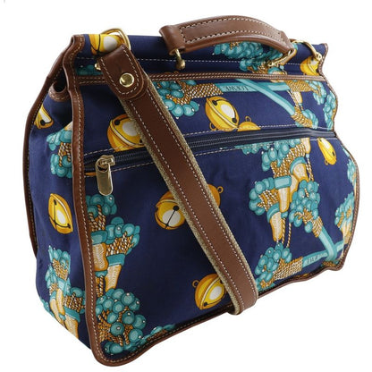 Loewe Collection Line Coleccion Jerez Vintage Canvas Navy Blue Women Shoulder