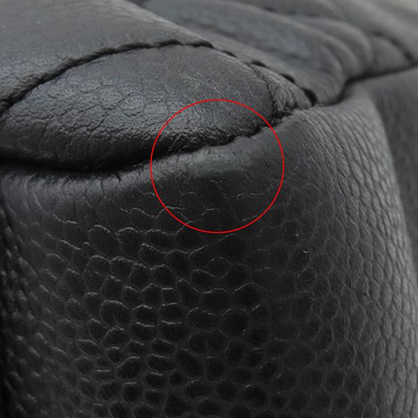 Chanel Gst Tote Bag Caviar Skin Black Silver Hardware Black Matelasse Chain