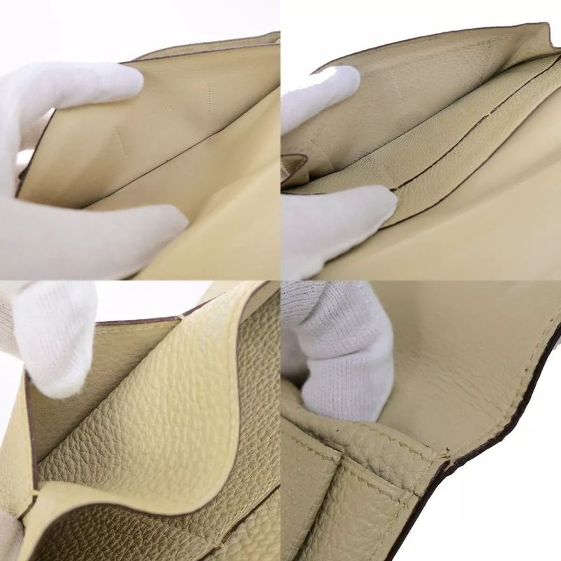 Hermes Dogon GM Togo Beige Silver Hardware Engraved □L (2008) Long Wallet