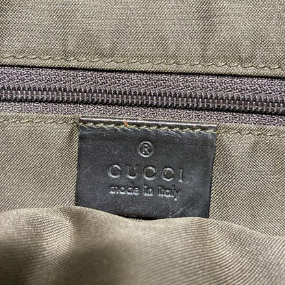 Gucci Handbag Jackie/gg Pattern 13355 Dark Brown And Beige Leather