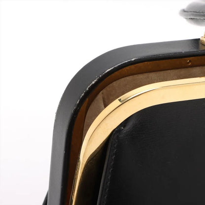 Vintage Christian Dior Clasp Leather Handbag Tote Black Gold Hardware Genuine