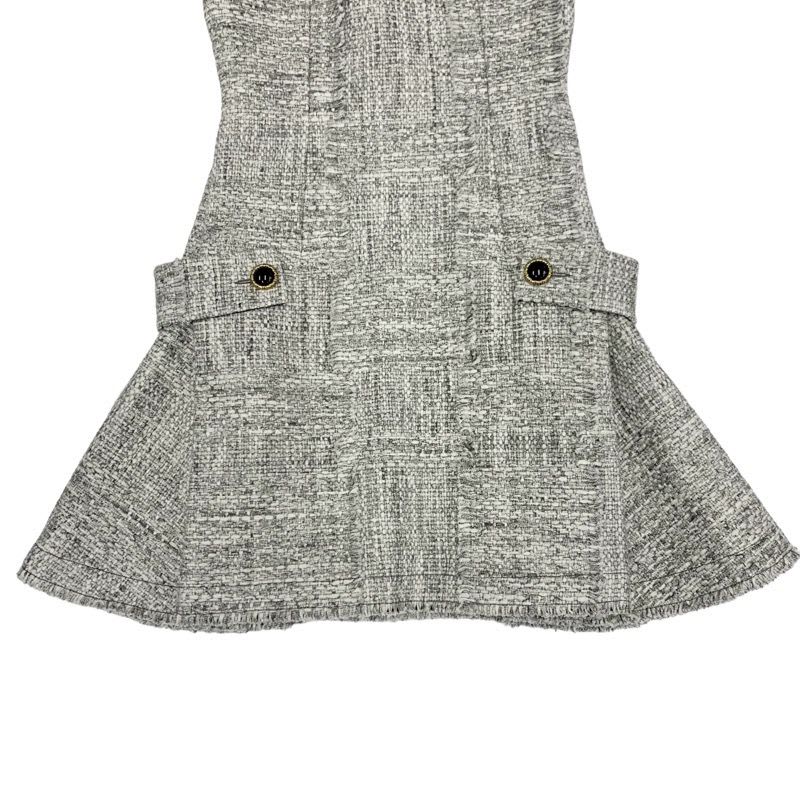 Louis Vuitton Dress Cotton Gray Tweed Short Sleeve 22 SS