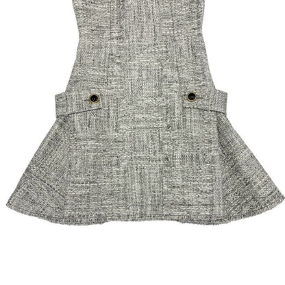 Louis Vuitton Dress Cotton Gray Tweed Short Sleeve 22 SS